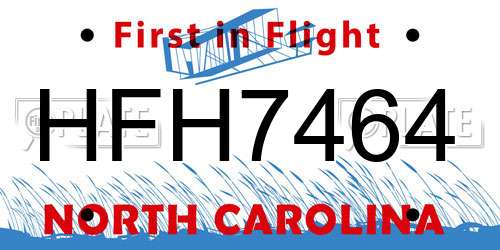 HFH7464 North Carolina License Plate
