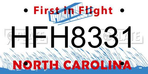 HFH8331 North Carolina License Plate