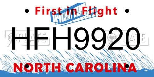 HFH9920 North Carolina License Plate