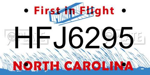 HFJ6295 North Carolina License Plate
