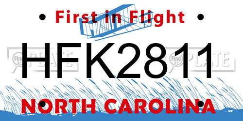 HFK2811 North Carolina License Plate