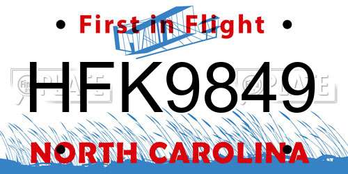 HFK9849 North Carolina License Plate