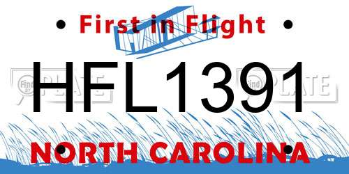 HFL1391 North Carolina License Plate