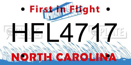 HFL4717 North Carolina License Plate