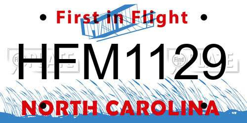HFM1129 North Carolina License Plate