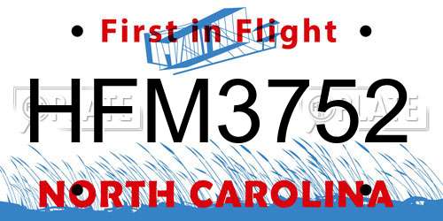 HFM3752 North Carolina License Plate