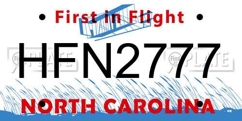 HFN2777 North Carolina License Plate