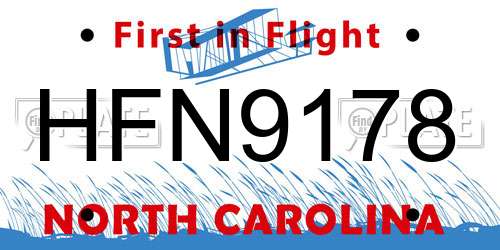 HFN9178 North Carolina License Plate