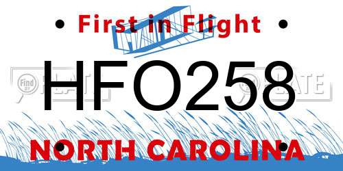 HFO258 North Carolina License Plate