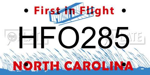 HFO285 North Carolina License Plate