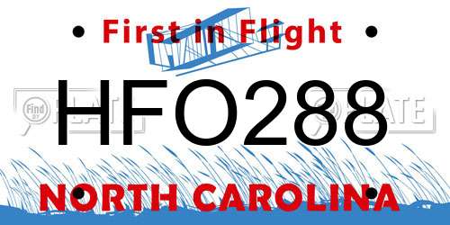 HFO288 North Carolina License Plate