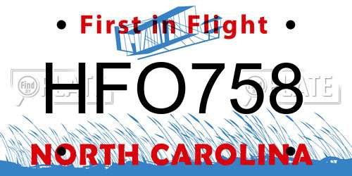 HFO758 North Carolina License Plate