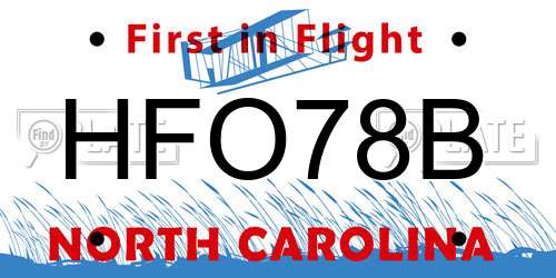 HFO78B North Carolina License Plate