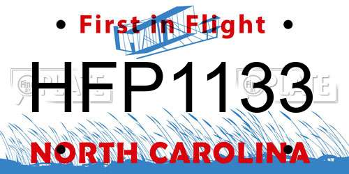 HFP1133 North Carolina License Plate