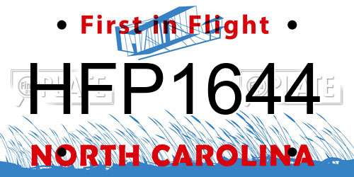 HFP1644 North Carolina License Plate