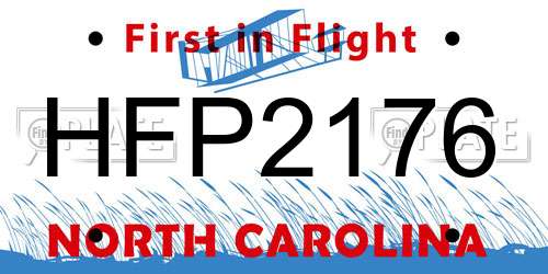 HFP2176 North Carolina License Plate