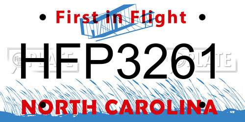 HFP3261 North Carolina License Plate