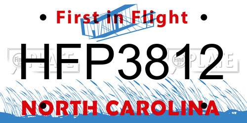 HFP3812 North Carolina License Plate