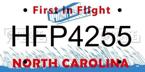 HFP4255 North Carolina License Plate
