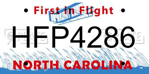 HFP4286 North Carolina License Plate