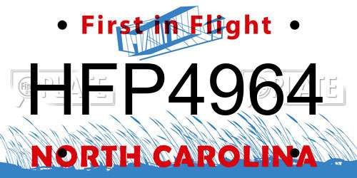 HFP4964 North Carolina License Plate
