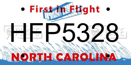 HFP5328 North Carolina License Plate