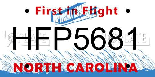 HFP5681 North Carolina License Plate