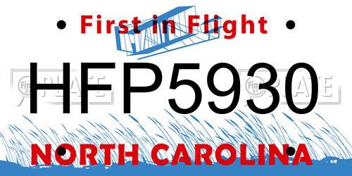 HFP5930 North Carolina License Plate
