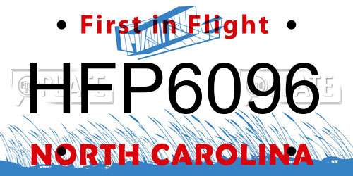 HFP6096 North Carolina License Plate