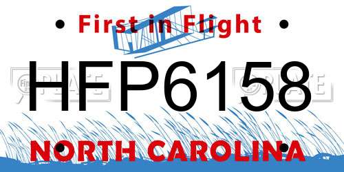 HFP6158 North Carolina License Plate