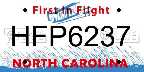 HFP6237 North Carolina License Plate