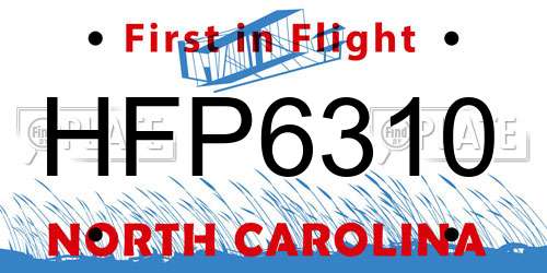 HFP6310 North Carolina License Plate