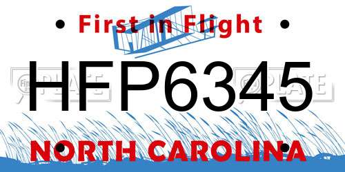 HFP6345 North Carolina License Plate
