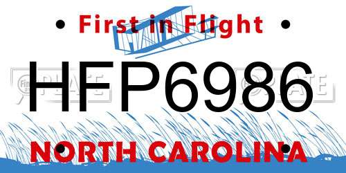HFP6986 North Carolina License Plate