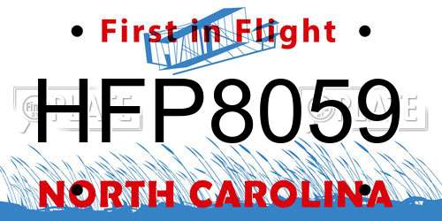 HFP8059 North Carolina License Plate