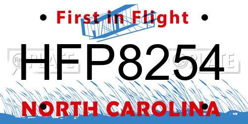 HFP8254 North Carolina License Plate