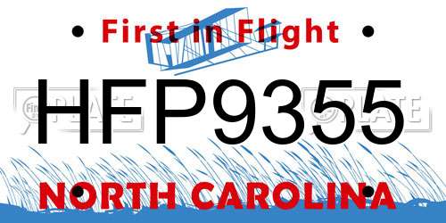HFP9355 North Carolina License Plate