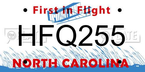 HFQ255 North Carolina License Plate