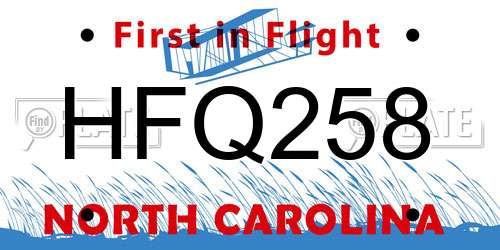HFQ258 North Carolina License Plate