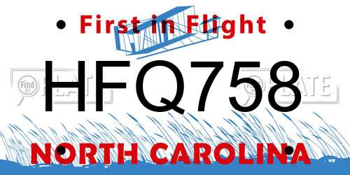 HFQ758 North Carolina License Plate