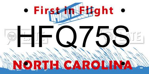 HFQ75S North Carolina License Plate