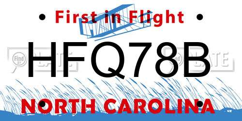 HFQ78B North Carolina License Plate