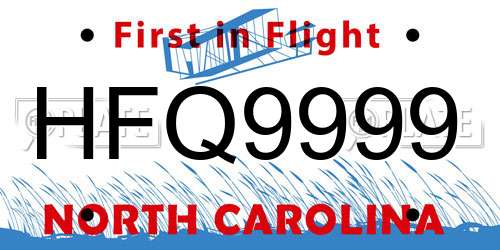 HFQ9999 North Carolina License Plate