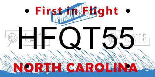 HFQT55 North Carolina License Plate