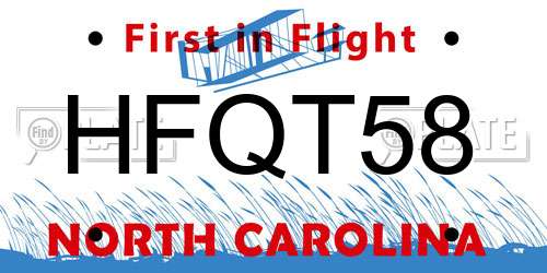 HFQT58 North Carolina License Plate