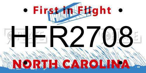 HFR2708 North Carolina License Plate