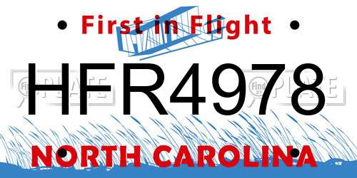 HFR4978 North Carolina License Plate