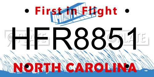 HFR8851 North Carolina License Plate