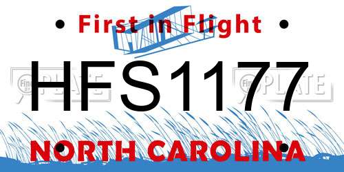 HFS1177 North Carolina License Plate