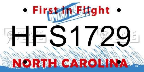 HFS1729 North Carolina License Plate